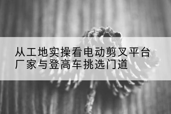 岳阳电动剪叉升降平台厂家-从工地实操看电动剪叉平台厂家与登高车挑选门道